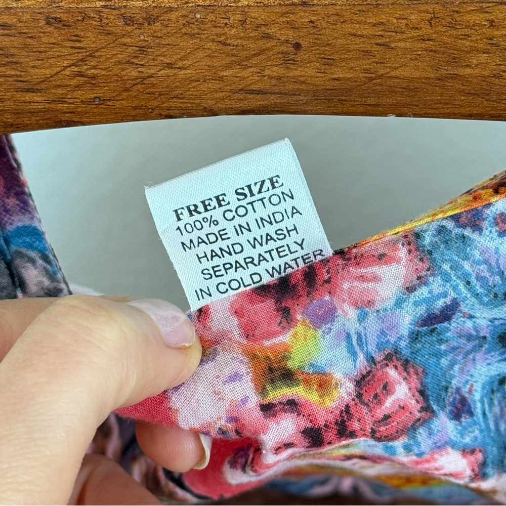 Boho Patchwork Pink Multicolor Women's V-Neck Top… - image 3